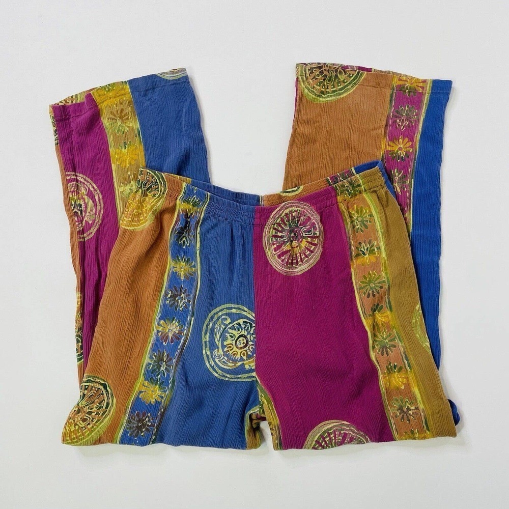 Vintage Pyramid Collection Boho Hippie High Rise Pants Large Women's Patchwork